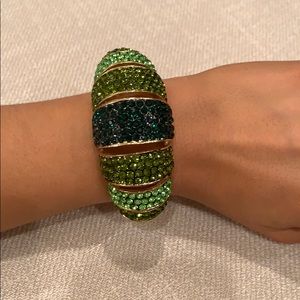 Green and gold beaded bracelet/cuff